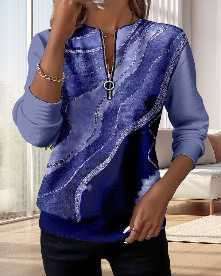 Diana™ | Vintage Half-Zip Printed Sweater