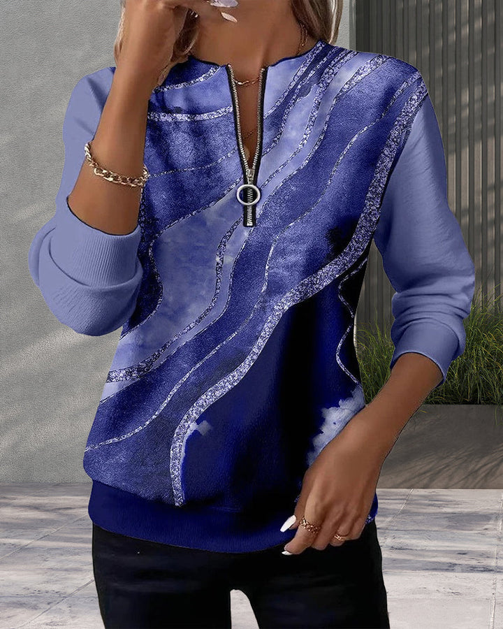 Diana™ | Vintage Half-Zip Printed Sweater