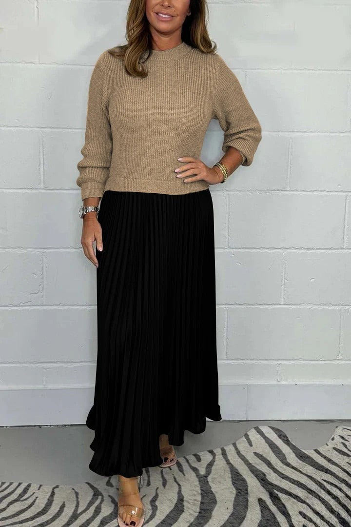 Amber | Maxi Dress with Sweater & Pleated Skirt