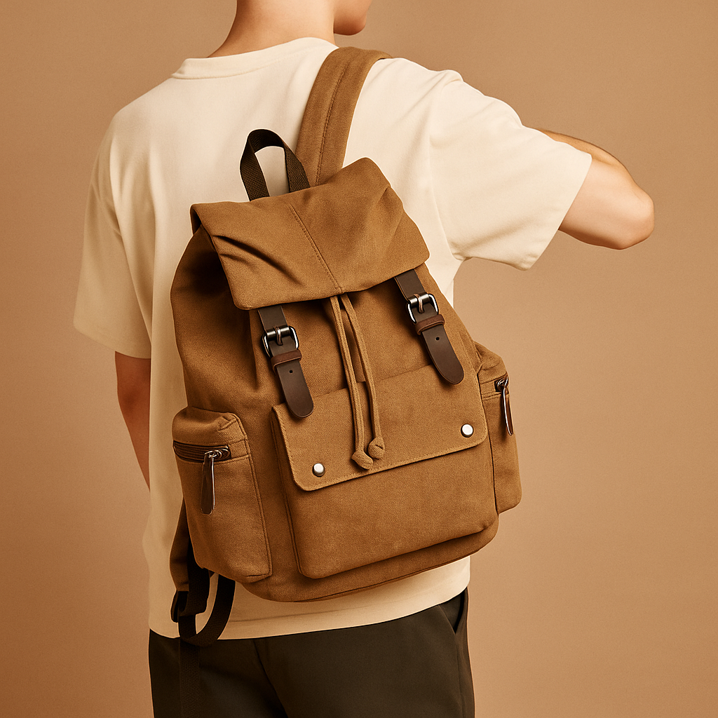 Canvas travel backpack with laptop sleeve for men | Lucas