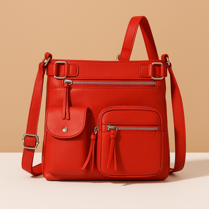 Convertible anti-theft leather shoulder bag with pockets for women | Brielle