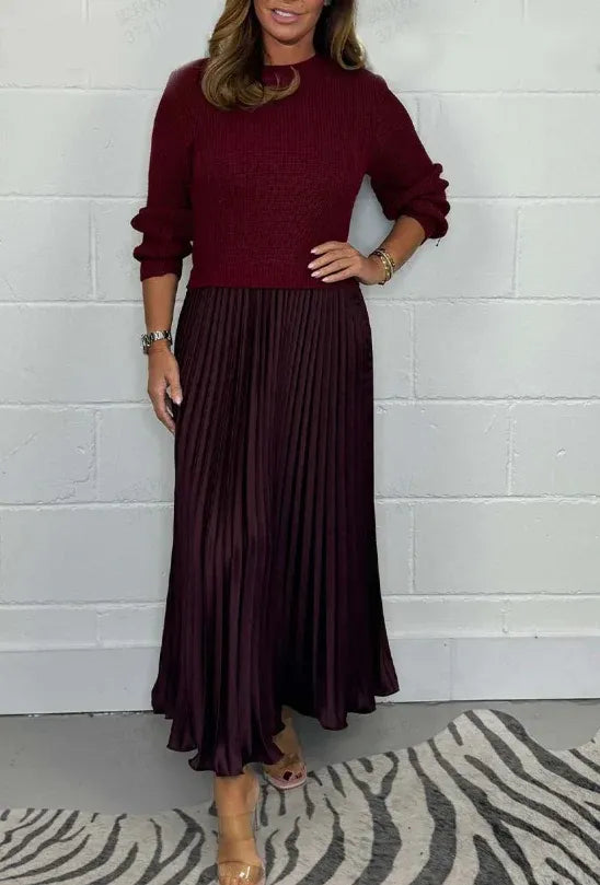 Amber | Maxi Dress with Sweater & Pleated Skirt