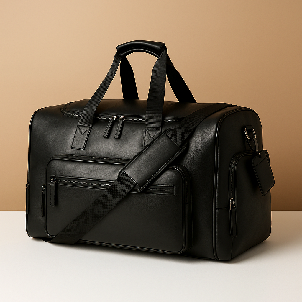 Leather travel duffle bag with compartments for men | Ethan