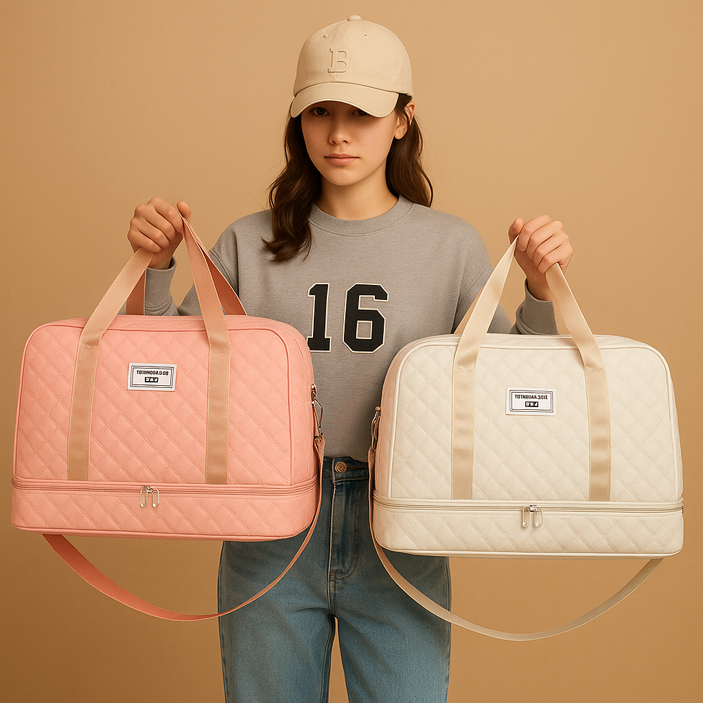 Weekender duffle bag with shoe compartment for women | Florence